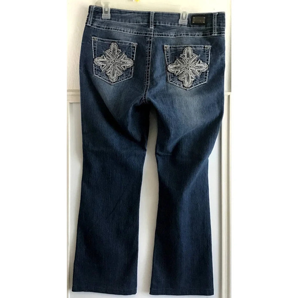 Wired Heart Womens size 34 Blue Jeans detailed White Stitch (HEM) - Picture 2 of 12